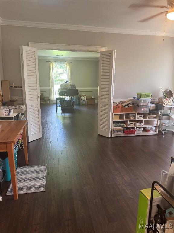 3549 Audubon Rd, Montgomery, AL 36111 - hall featuring crown molding, wood finished floors, and wainscoting