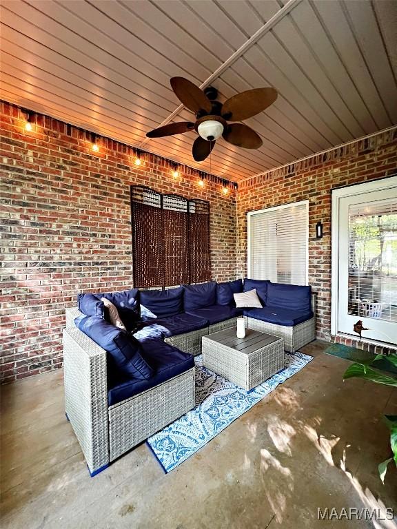 267 River Birch Cir, Wetumpka, AL 36093 - view of patio featuring outdoor lounge area and a ceiling fan