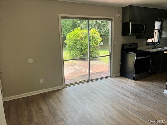 341 Sultan Ct, Montgomery, AL 36117 - kitchen featuring appliances with stainless steel finishes, light wood-style flooring, and dark cabinetry