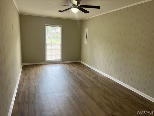 341 Sultan Ct, Montgomery, AL 36117 - unfurnished room with dark wood-type flooring, a ceiling fan, and ornamental molding