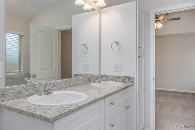 67 Gaines Ct, Wetumpka, AL 36092 - full bath with double vanity and a ceiling fan