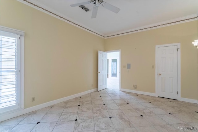 1609 Wentworth Dr, Montgomery, AL 36106 - unfurnished room featuring plenty of natural light, ceiling fan, and crown molding