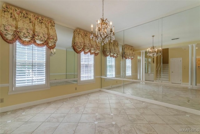 1609 Wentworth Dr, Montgomery, AL 36106 - unfurnished dining area featuring a chandelier, crown molding, and tile patterned floors