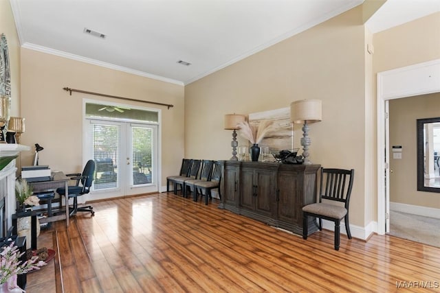 8531 Pipit Ct, Montgomery, AL 36117 - office space with wood-type flooring, french doors, and ornamental molding