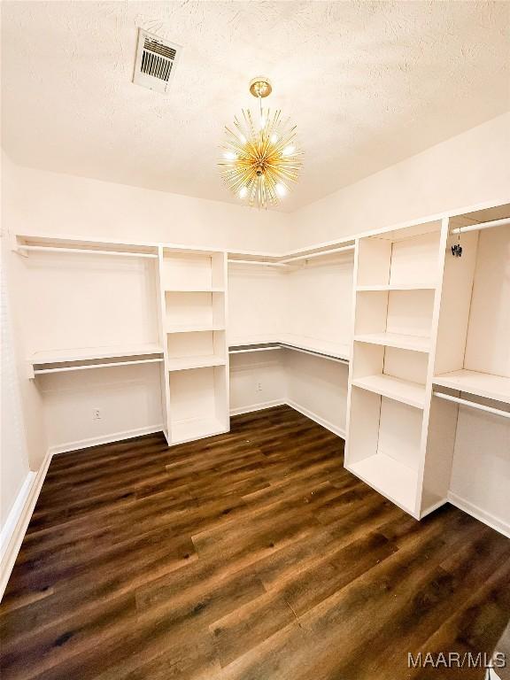 8524 Plantation Ridge Rd, Montgomery, AL 36116 - spacious closet featuring dark wood-type flooring and a chandelier