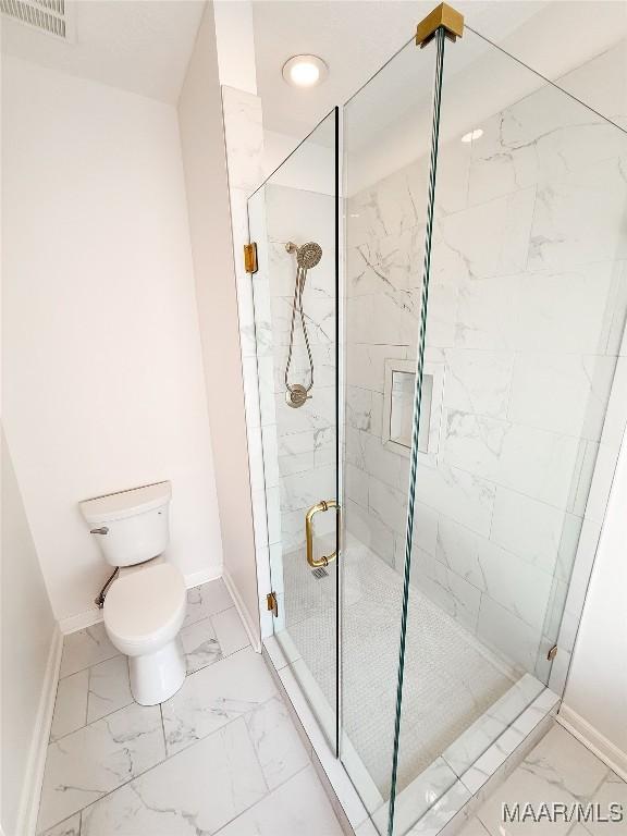 8524 Plantation Ridge Rd, Montgomery, AL 36116 - full bathroom featuring marble look tiles and a shower stall