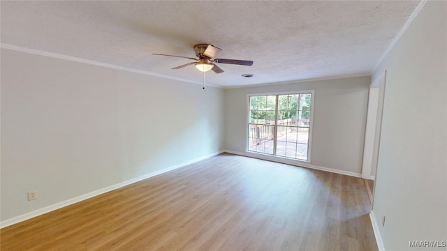 3427 Vance Ln, Montgomery, AL 36109 - unfurnished room featuring light wood-style flooring, crown molding, a ceiling fan, and a textured ceiling
