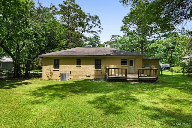 2014 Commodore St, Montgomery, AL 36106 - back of house with a fenced backyard, a deck, and roof with shingles