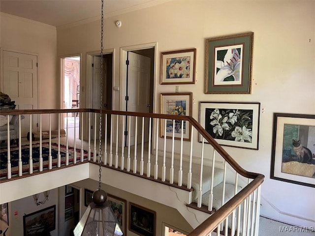 1682 Landline Rd, Selma, AL 36701 - staircase with crown molding