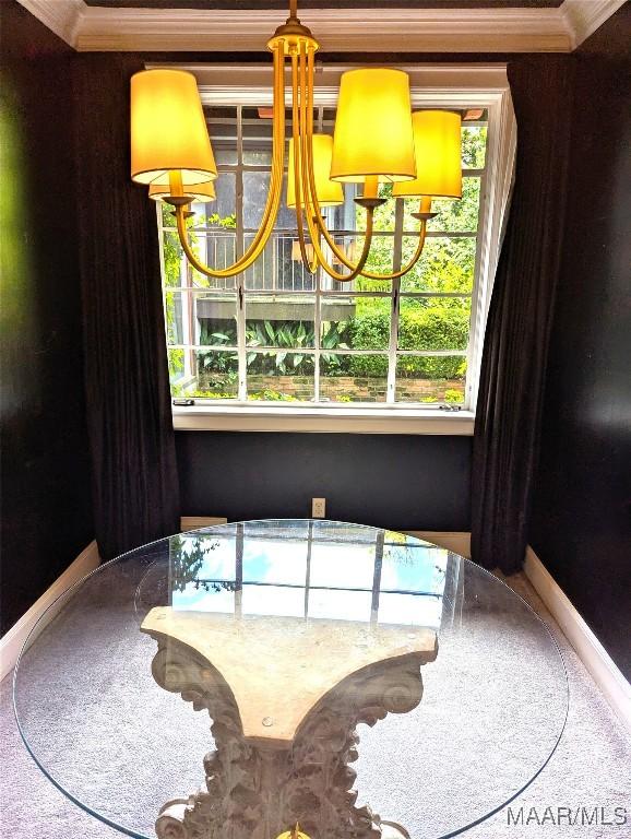 1672 Gilmer Ave, Montgomery, AL 36104 - dining area view of ornamental molding and a chandelier