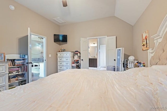 905 Overture Dr, Montgomery, AL 36117 - bedroom featuring vaulted ceiling, ensuite bath, and ceiling fan