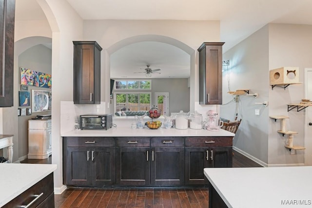 905 Overture Dr, Montgomery, AL 36117 - kitchen with ceiling fan, light countertops, and dark wood-type flooring