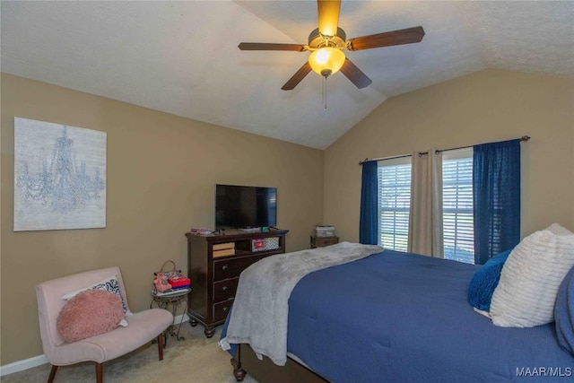 6209 Sycamore Dr, Montgomery, AL 36117 - bedroom featuring carpet floors, lofted ceiling, and ceiling fan