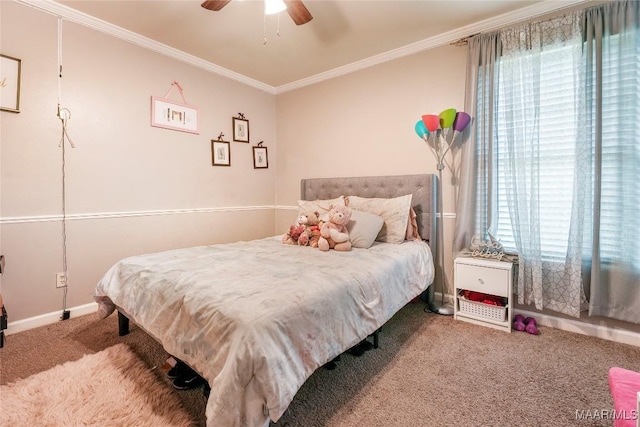 1825 W Astrid Pl, Montgomery, AL 36117 - bedroom featuring carpet, crown molding, and a ceiling fan