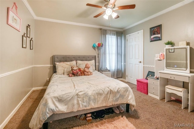 1825 W Astrid Pl, Montgomery, AL 36117 - carpeted bedroom with crown molding and ceiling fan