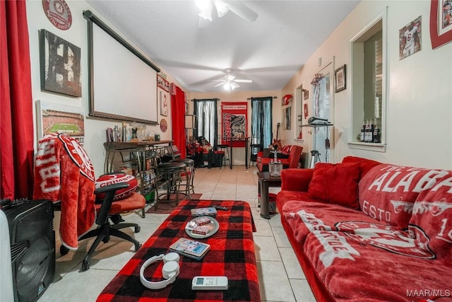 1825 W Astrid Pl, Montgomery, AL 36117 - living room with a ceiling fan and light tile patterned floors