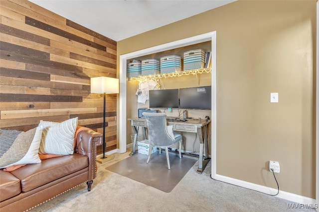 8049 Copperfield Dr, Montgomery, AL 36117 - carpeted home office with wooden walls and baseboards