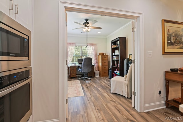 311 Alston Dr, Wetumpka, AL 36093 - office featuring ornamental molding, wood finished floors, and ceiling fan