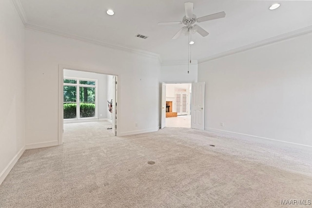7930 Mossy Oak Dr, Montgomery, AL 36117 - carpeted spare room with ornamental molding, a ceiling fan, and recessed lighting