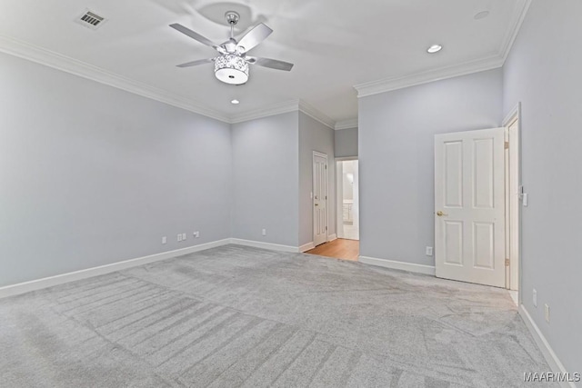 7930 Mossy Oak Dr, Montgomery, AL 36117 - unfurnished bedroom featuring carpet floors, ornamental molding, ensuite bath, recessed lighting, and ceiling fan