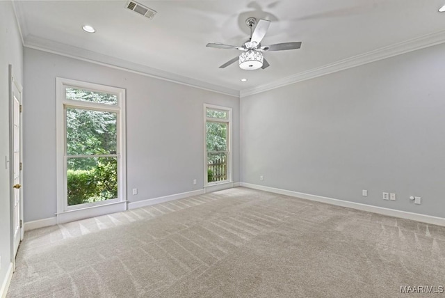 7930 Mossy Oak Dr, Montgomery, AL 36117 - unfurnished room featuring crown molding, healthy amount of natural light, carpet floors, a ceiling fan, and recessed lighting