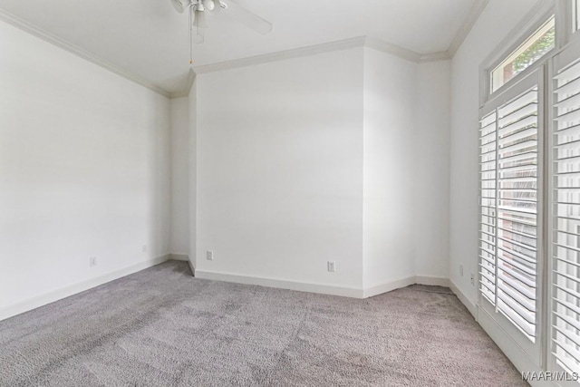 7930 Mossy Oak Dr, Montgomery, AL 36117 - spare room featuring crown molding, light colored carpet, and ceiling fan