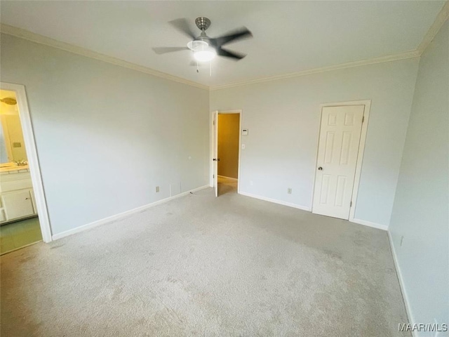 1604 Salisbury Dr, Montgomery, AL 36117 - unfurnished bedroom with carpet, ornamental molding, connected bathroom, and a ceiling fan