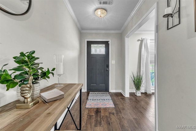 5777 Carriage Barn Ln, Montgomery, AL 36116 - entryway with dark wood-style floors and crown molding