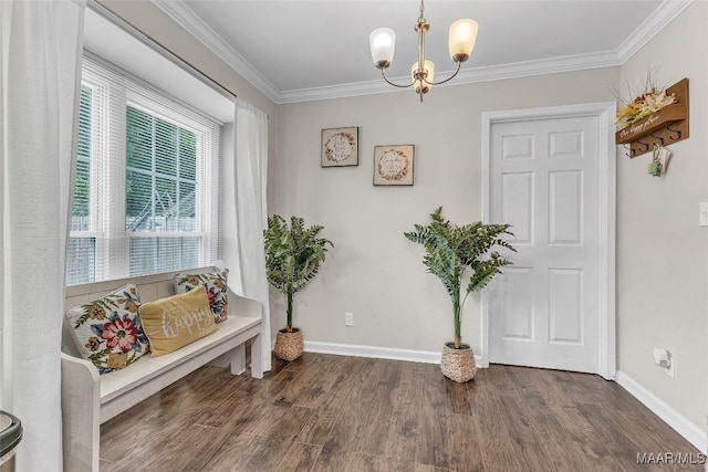 5777 Carriage Barn Ln, Montgomery, AL 36116 - entryway featuring crown molding, wood finished floors, and a chandelier
