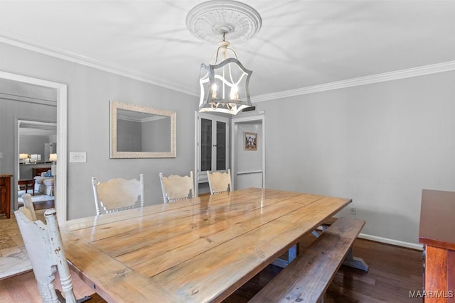 1613 Croom Dr, Montgomery, AL 36106 - dining room featuring a chandelier, ornamental molding, and wood finished floors