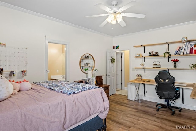 760 Winding Wood Dr, Wetumpka, AL 36093 - bedroom featuring ornamental molding, wood finished floors, and a ceiling fan