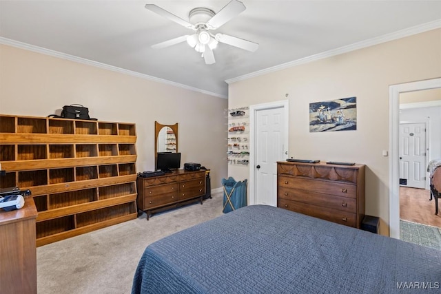 760 Winding Wood Dr, Wetumpka, AL 36093 - bedroom featuring ornamental molding, carpet floors, and a ceiling fan