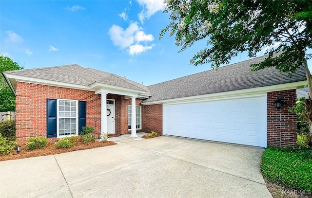 9642 Greythorne Way, Montgomery, AL 36117 - ranch-style house featuring driveway, brick siding, a shingled roof, and an attached garage