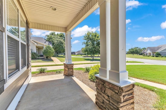 2285 Gathering Way, Prattville, AL 36066 - covered porch with a lawn and a residential view
