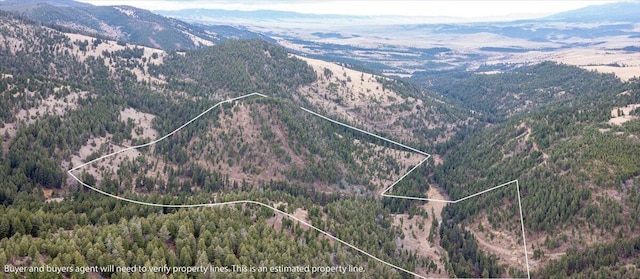 birds eye view of property featuring a mountain view