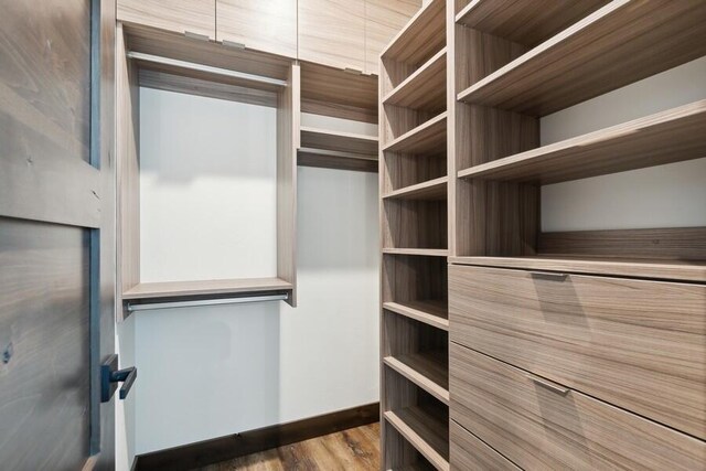 walk in closet featuring dark hardwood / wood-style floors