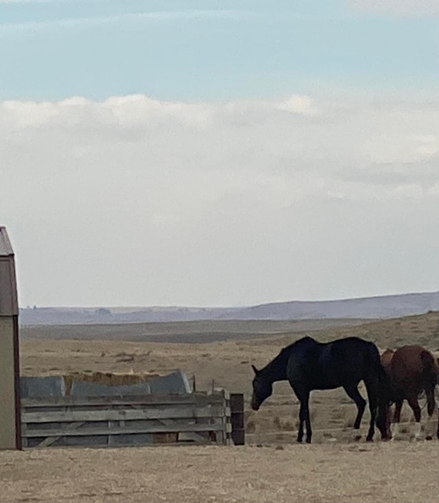 view of stable featuring a rural view