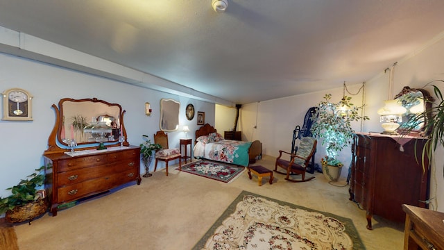 living area with light colored carpet