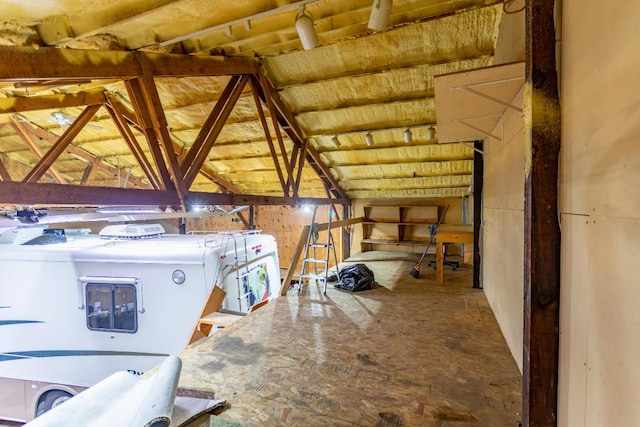 view of unfinished attic