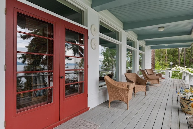 deck featuring french doors