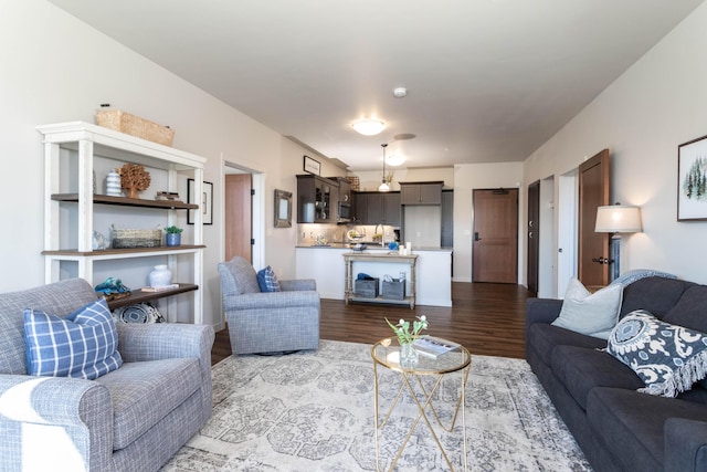 living room with light hardwood / wood-style floors