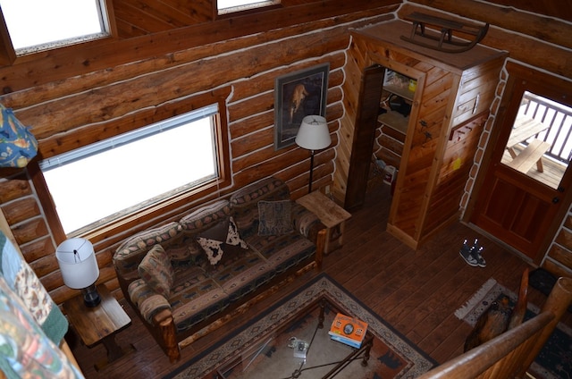 living room with hardwood / wood-style flooring