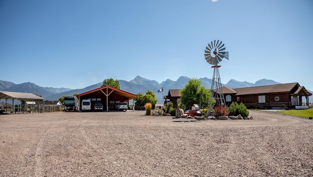 view of front of house with a mountain view