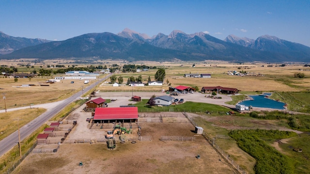 bird's eye view with a rural view and a mountain view