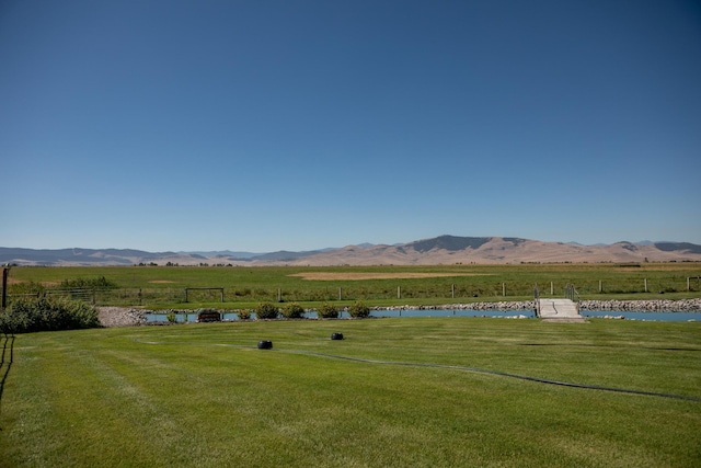 property view of mountains with a water view and a rural view