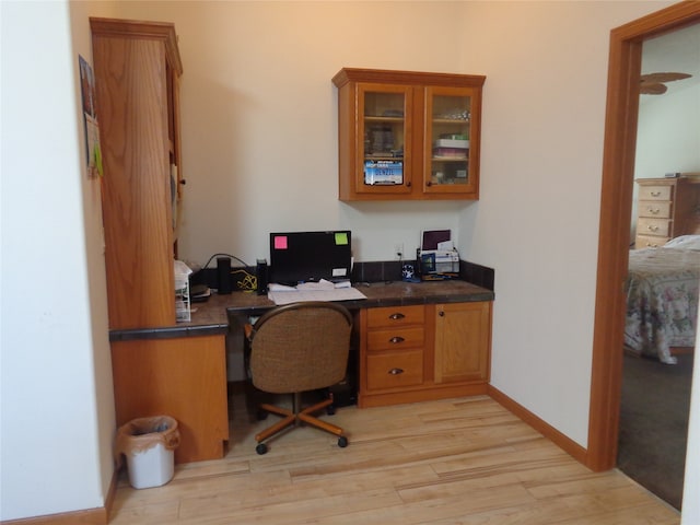 office space featuring light hardwood / wood-style floors