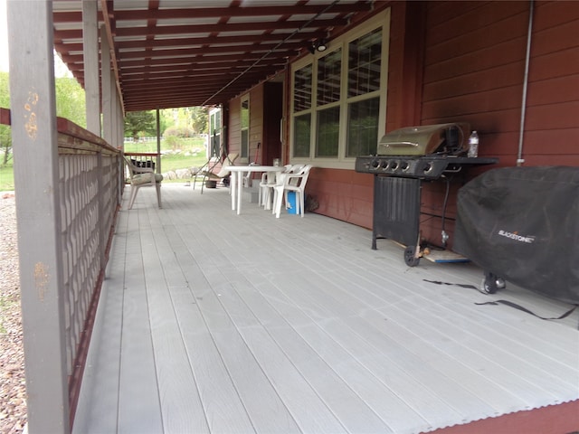 wooden deck with area for grilling