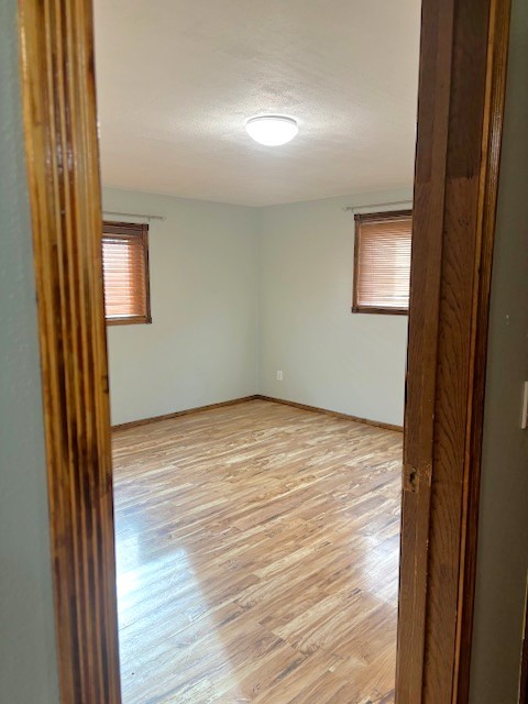 spare room with light hardwood / wood-style flooring