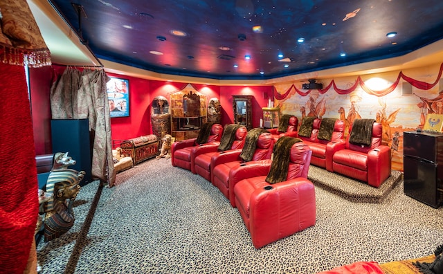 view of carpeted home theater