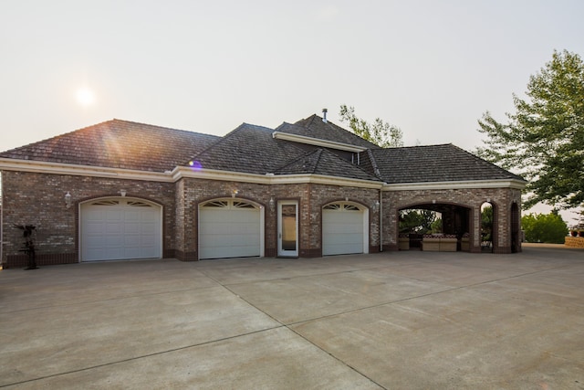 view of front of property with a garage